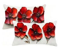 Housse Coussin 50x80 cm Grand Coussin Rouge RectangulaireTaie Oreiller Fleur Lin Respirable et Durable Taie d'oreiller 50 x 80 avec Fermeture à Glissière Invisible,Automne Decor Maison Canapé EM-912