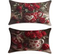 Housse Coussin 50x80 Velours Coussin Canape Lot de 2 tasse Taie Oreiller rose Coussins Canapé, Coussins Exterieures Imperméable Rectangulaire Housse Oreiller, pour Salon Chambre Lit Jardin Canapé s-17