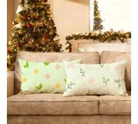 Housse Coussin 50x80 Vert Housse de Coussin Double Face Velours Usine Taie Oreiller, Rectangulaire Decoration Noel Taie Oreiller, Lot de 2 avec Fermeture Eclair pour Decoration Chambre Canapé X-q-107
