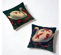 Housse Coussin 55 x 55 Lot de 2 Blanc Housse De Coussin 55x55 cm Gros Coussin De Canapé Cygne Carré Décoration Taie Oreiller Lin pour Decoration Chambre, Printemps été Cadeaux pour Femme 2-U6A40P