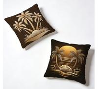 Housse Coussin 55 x 55 Lot de 2 Jaune Housse De Coussin 55x55 cm Gros Coussin De Canapé Arbre Carré Décoration Taie Oreiller Lin pour Decoration Chambre, Printemps été Cadeaux pour Femme N-M8X505