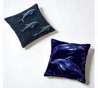 Housse Coussin 55 x 55 Lot de 2 Noir Housse De Coussin 55x55 cm Gros Coussin De Canapé Dauphin Carré Décoration Taie Oreiller Lin pour Decoration Chambre, Printemps été Cadeaux pour Femme R-G5U62N