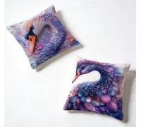 Housse Coussin 55 x 55 Lot de 2 Violet Housse De Coussin 55x55 cm Gros Coussin De Canapé Cygne Carré Décoration Taie Oreiller Lin pour Decoration Chambre, Printemps été Cadeaux pour Femme D-3VH862