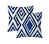 Housse Coussin 55x55 cm Exterieur Housses de Coussin Style Nordique Lot de 2 Carrée Impermeable Lin Double Face Imprimé Motif Bleu Décoratifs Canapé pour Maison Chambre Lit Chaise Été Jardin S-1066