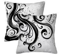 Housse Coussin 55x55 Exterieur Impermeable, Housse de Coussin Canape GrisLot de 2, Carré Lin Taies D'oreillers Decoratif pour Patio Jardin, Taie D'Oreiller Abstrait Cadeau Femme Decor Maison -2007