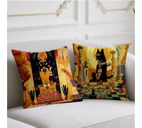 Housse Coussin 55x55cm Coussin Exterieur Chat Coussins de Jardin Rétro Oreiller 2 Pièces avec Fermeture éclair Invisible Coussins Velours pour Jardin Salon Noël Halloween Hiver Automne Décoratif w-630