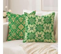 Housse Coussin 55x55cm Lot de 2 Coussins Décoratifs Motif Géométrique Vert Housse Coussin Double Face Impermé avec Fermeture éclair Invisible,Lot de Coussins Canapé de Lin pour Salon Chambre-B347