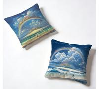Housse Coussin 60 x 60 Lot de 2 Bleu Housse De Coussin 60x60 cm Gros Coussin De Canapé Sea Carré Décoration Taie Oreiller Lin Extérieur Decoration Chambre, Printemps été Cadeaux pour Femme 1-79J757