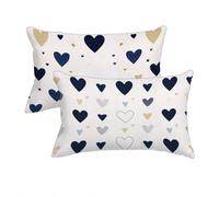 Housse Coussin 60x40 cm, Lin Housse Coussin Blanc, Coussins Exterieur Impermeable Lot de 2, Taie Oreiller Rectangulaire Amour Motif, Impression Recto Verso pour Decoration Maison, Salon, Jardin -9344