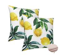 Housse Coussin 60x60 cm 2 Pièces Housse de Coussin Jaune Coussin Decoratif Canape, Carré Housse Coussin Citron Coussin Canapé Taie D'Oreiller, pour Chaise, Maison, Cadeaux, Toutes les saisons -J10