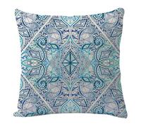 Housse Coussin 60x60 Géométrie Bleue Vert Housse de Coussin 60x60 Coton Lin Taie Oreiller Fermeture Eclair Cachée Durable Taie D'oreiller Respirabilité Protège Oreiller Coussins Décoratifs 1 Pcs