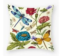 Housse Coussin 60x60 Insecte Vert Bleu Housse de Coussin 60x60 Lin Taie Oreiller Respirable Taie d'oreiller avec Fermeture Éclair Protège Oreiller Lavable Coussins Décoratifs Lot de 1