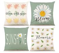 Housse Coussin 60X60 Les Fleurs du Printemps Coussin Decoratif Canapé Taie d'oreiller,Taie Oreiller en Lin Coussin Exterieur- Housse De Coussin Fermeture À Glissière Invisible,Hypoallergénique