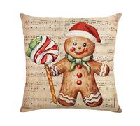 Housse Coussin 60X60 l'homme Au Pain D'Épice Coussin Decoratif Canapé Taie d'oreiller,Taie Oreiller en Lin Coussin Exterieur- Housse De Coussin Fermeture À Glissière Invisible,Hypoallergénique