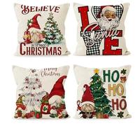 Housse Coussin 60X60 Noël Coussin Decoratif Canapé Taie d'oreiller,Taie Oreiller en Lin Coussin Exterieur- Housse De Coussin Fermeture À Glissière Invisible,Hypoallergénique