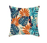 Housse Coussin 60x60 Plantes Bleues Oranges Housse de Coussin 60x60 Lin Taie Oreiller Respirable Taie d'oreiller avec Fermeture Éclair Protège Oreiller Lavable Coussins Décoratifs Lot de 1