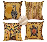 Housse Coussin 60x60cm Coussin Extérieur Imperméable Lin Housse de Coussin Conception Ethnique Tribale Lot de 4 Housses de Coussins Décoratifs Housse Coussin Canapé pour Jardin Déco Taie Oreiller S296