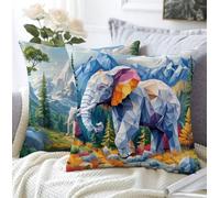 Housse Coussin 60x60cm,Éléphant Cousin Canapé IntéRieur Impermeable Texture De Lin Carré Lot De 2 Doux Respirant Lavable Coussin Deco Chambre Forêt Decoration Maison Pour ExtéRieur Chambre Lit A1-72