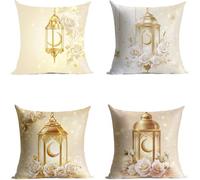 Housse Coussin 60x60cm Exterieur Impermeable Housse de Coussin Lot de 4, Canapé Taie Oreiller Jaune Impression Recto Verso Lune pour Intérieur Exterieur Canapé Decoration Maison Cadeau Femme GFBZ-1364