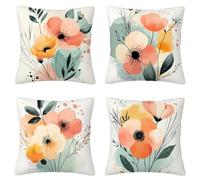 Housse Coussin 60x60cm Lot de 4 Decoration Maison Europe du Nord Housses de Coussin Canapé Fleur Carré Housse de Canapé Velours, Impression Recto Verso Taie Oreiller pour Decoration Chambre I-54