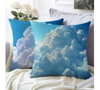 Housse Coussin 60x60cm,Nuage Cousin Canapé IntéRieur Impermeable Texture De Lin Carré Lot De 2 Doux Respirant Lavable Coussin Deco Chambre Ciel Decoration Maison Pour ExtéRieur Chambre Jardin A1-57