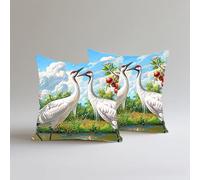 Housse Coussin 60x60cm Velours Doux, Lot de 2 Housse Coussin Decoratif Le Cygne Blanc Coussins Canape Impression Double Face Carré Imperméable à l'eau à l'extérieur, Maison Salon Chambre,Animal S0A228