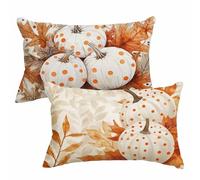 Housse Coussin 60x80 cm Automne Coussin Exterieur Impermeable Lin Taie Oreiller avec Fermeture Éclair Invisible Lot de 2 Vintage Cushion Covers pour Jardin Terrasse Porche Decoration Maison 2m-705