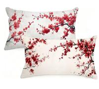 Housse Coussin 60x80 cm Coussin Beige RectangulaireTaie Oreiller Fleurs de cerisier Velour Respirable et Durable Taie d'oreiller 60 x 80,Fermeture à Glissière Invisible,Automne Decor Maison EM-942