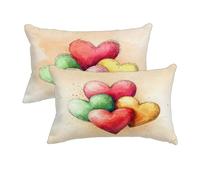 Housse Coussin 60x80 cm, Lin Housse Coussin Coloré, Coussins Exterieur Impermeable Lot de 2, Taie Oreiller Rectangulaire Amour Motif, Impression Recto Verso pour Decoration Maison, Salon, Jardin -9927