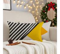 Housse Coussin 60x80 cm Rayé Coussin Exterieur Impermeable Lin Taie Oreiller avec Fermeture Éclair Invisible Lot de 2 Géométrique Cushion Covers pour Jardin Terrasse Automne Decoration Maison 3m-831