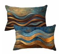 Housse Coussin 60x80 cm Vintage Coussin Exterieur Impermeable Lin Taie Oreiller avec Fermeture Éclair Invisible Lot de 2 Rayé Cushion Covers Rectangulaire pour Jardin Terrasse Decoration Maison 2m-691
