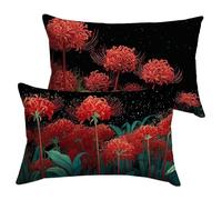Housse Coussin 60x80cm Noir Coussin Canape Lys Araignée Rouge Housse Coussin 2 Pièces Doux Taie en Velours Decoratif D'oreiller, Impression Double Face D'automne Décoration, Chambre Jardin Y-P1151