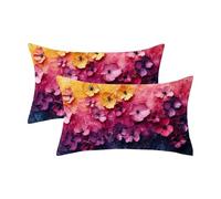 Housse Coussin 60x90 Lot de 2, Violet Housse de Coussin Fleur Motif, Double Face Impression, avec Fermeture Éclair Invisible, Impermeable, Velours Matériel,Exterieur Decoration Taie Oreiller,Model1109