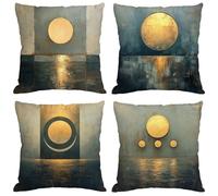 Housse Coussin 65x65 cm Coussin Exterieur Impermeable Simplicité avec Fermeture à Glissière Invisible Lin Décoratifs Taie Oreiller Géométrie, Intérieur/Extérieur Canape Jardin Decoration Maison M1215