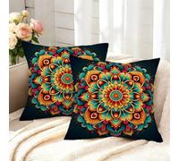 Housse Coussin 65x65 Datura Lot de 2, Housses de Coussin Canape Boho Automne Décoratif Taie D'Oreiller en Polyester Lin pour Canapé, Chaise, Lit, Salon, Chambre, Extérieur, Maison Décoration -GY144