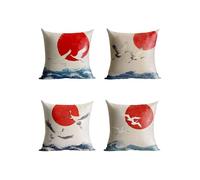 Housse Coussin 65x65Cm Canapé Taie Oreiller Grue Exterieur Impermeable Housse de Coussin Lot de 4 Impression Recto Verso Mer pour Jardin Balcon Canapé Decoration Maison Cadeau Femme XTBZ-04479