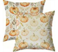 Housse Coussin 65x65cm Decoratif Housse Coussin brun,Velours Taies d'oreillers Lot de 2,citrouille Taie Oreiller Double Face Impermé avec Fermeture éclair Invisible pour Patio Canape Balcon Decor A851