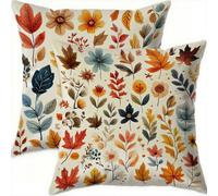 Housse Coussin 65x65cm Decoratif Housse Coussin Fleur,Velours Taies d'oreillers Lot de 2,Feuille Taie Oreiller Double Face Impermé avec Fermeture éclair Invisible pour Patio Canape Balcon Decor A768