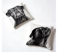 Housse Coussin 70 x 70 Lot de 2 Noir Housse De Coussin 70x70 cm Gros Coussin De Canapé Chien Carré Décoration Taie Oreiller Lin pour Decoration Chambre, Printemps été Cadeaux pour Femme F-15M79K