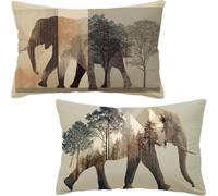 Housse Coussin 70x50 Lot de 2, Housse de Coussin gris Coussin Canape, Rectangle Coussin Decoratif éléphant Coussin Exterieur, Printemps Taie D'oreiller pour Canapé Salon Decoration Maison D6-945