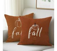 Housse Coussin 70x70 cm Coussin Caramel Taie d'oreiller de Canapé Exterieur Imperméable Lin, Lot de 2 Housses Coussin Automne Motif Taie Oreiller pour Decoration Salon Chambre Jardin Canapé Lit M-708