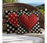 Housse Coussin 70x70 Saint Valentin Coussin Exterieur Impermeable Lin Taie Oreiller Decoration Amour Cushion Covers avec Fermeture éclair Invisible pour Patio Canape Balcon Decor, Lot de 2 1B-730