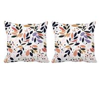 Housse Coussin 70x70cm Blanc Coussin Exterieur Impermeable FleurLot de 2 Carré Gros Lin Double Face Impermé Decoratif Taie Oreiller avec Fermeture éclair Invisible,Patio,Porche,Jardin,Balcon -T756