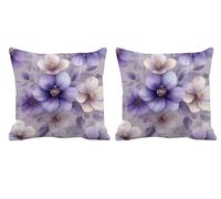 Housse Coussin 70x70cm Crème Coussin Exterieur Impermeable FleurLot de 2 Carré Gros Velour Double Face Impermé Decoratif Taie Oreiller avec Fermeture éclair Invisible pour Patio,Porche,Jardin -T777