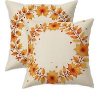 Housse Coussin 70x70cm Decoratif Housse Coussin Automne,Lin Taies d'oreillers Lot de 2,Orange Oreiller Double Face Impermé avec Fermeture éclair Invisible pour Patio Canape Balcon Decor A747