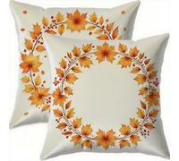 Housse Coussin 70x70cm Decoratif Housse Coussin Automne,Velours Taies d'oreillers Lot de 2,Orange Oreiller Double Face Impermé avec Fermeture éclair Invisible pour Patio Canape Balcon Decor A747
