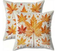 Housse Coussin 70x70cm Decoratif Housse Coussin Orange,Velours Taies d'oreillers Lot de 2,Feuille Taie Oreiller Double Face Impermé avec Fermeture éclair Invisible pour Patio Canape Balcon Decor A805