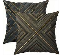 Housse Coussin 70x70cm Lot de 2 Coussins Décoratifs Motif Géométrique Gris Housse Coussin Double Face Impermé avec Fermeture éclair Invisible,Lot de Coussins Canapé de Velours pour Salon Chambre-B340