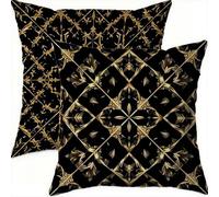 Housse Coussin 70x70cm Lot de 2 Coussins Décoratifs Motif Géométrique Noir Housse Coussin Double Face Impermé avec Fermeture éclair Invisible,Lot de Coussins Canapé de Velours pour Salon Chambre-B332