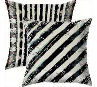 Housse Coussin 70x70cm Lot de 2 Coussins Décoratifs Motif Géométrique Noir Housse Coussin Double Face Impermé avec Fermeture éclair Invisible,Lot de Coussins Canapé de Velours pour Salon Chambre-B331